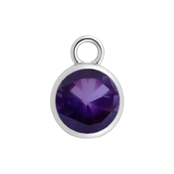 Diamond or Gemstone Bezel Drop Charm in 14K White Gold