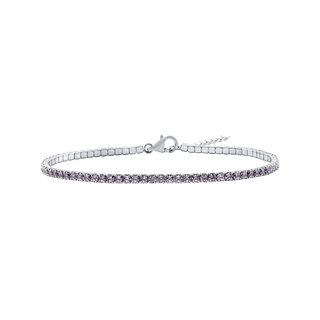 Tennis Bracelet with Alexandrite Colored CZ in Sterling Silver (2 mm - 4 mm)