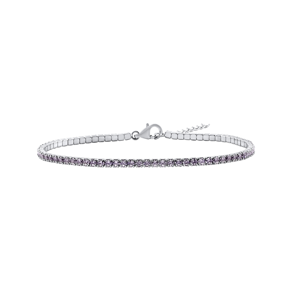 Tennis Bracelet with Alexandrite Colored CZ in Sterling Silver (2 mm - 4 mm)