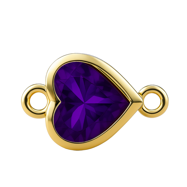 Diamond or Gemstone Heart Bezel Bracelet/Necklace Charm in 14K Yellow Gold