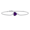 Diamond or Gemstone Heart Bezel Charm in 14K White Round Cable Bracelet