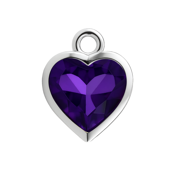 Diamond or Gemstone Heart Bezel Drop Charm in 14K White Gold