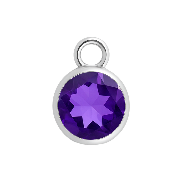 Diamond or Gemstone Bezel Drop Charm in 14K White Gold