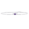 Diamond or Gemstone Baguette Bezel Charm in 14K White Diamond Cut Cable Bracelet