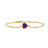 Diamond or Gemstone Heart Bezel Charm in 14K Yellow Diamond Cut Cable Bracelet