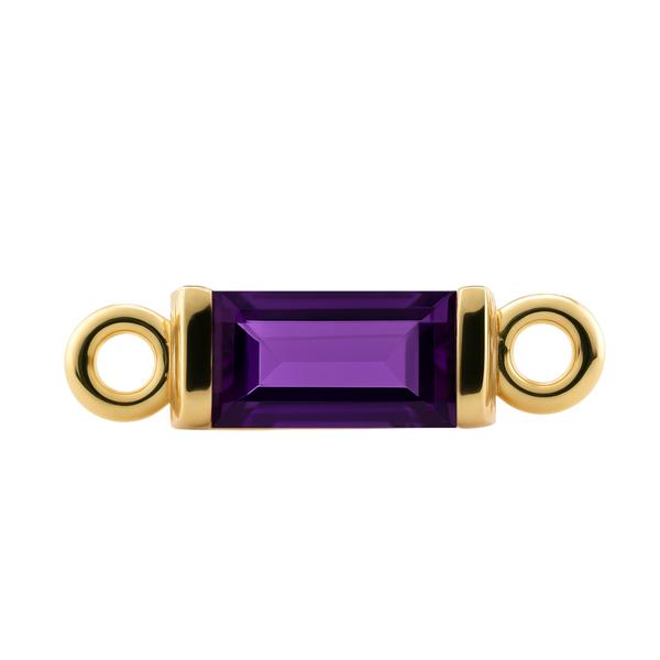 Diamond or Gemstone Baguette Bezel Bracelet/Necklace Charm in 14K Yellow Gold