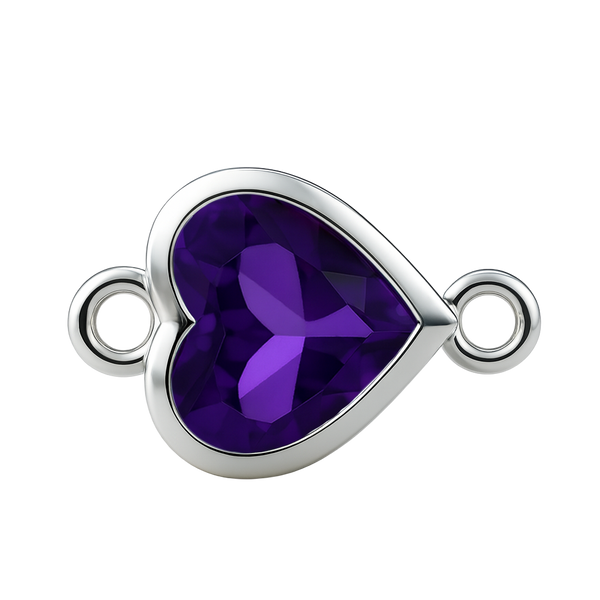 Diamond or Gemstone Heart Bezel Bracelet/Necklace Charm in 14K White Gold