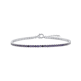 Tennis Bracelet with Amethyst Colored CZ in Sterling Silver (2 mm - 4 mm)