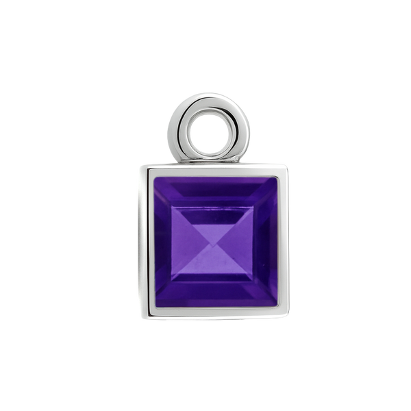 Diamond or Gemstone Square Bezel Drop Charm in 14K White Gold