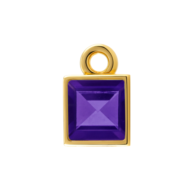 Diamond or Gemstone Square Bezel Drop Charm in 14K Yellow Gold