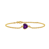 Diamond or Gemstone Heart Bezel Charm in 14K Yellow Round Cable Bracelet