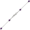 Finished Diamond by the Yard Cable Chain Anklet in 14K White Gold with Amethyst Stones