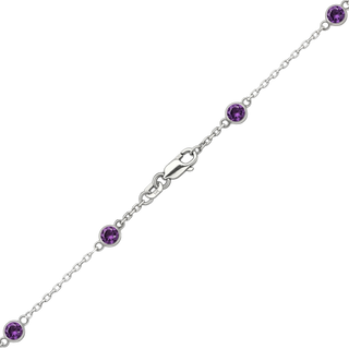 Finished Diamond by the Yard Cable Chain Bracelet in 14K White Gold with Amethyst Stones