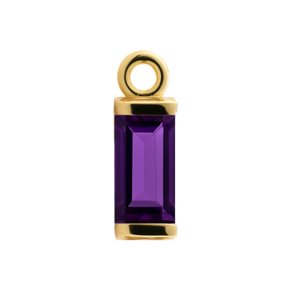 Diamond or Gemstone Baguette Bezel Drop Charm in 14K Yellow Gold