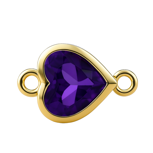 Diamond or Gemstone Heart Bezel Bracelet/Necklace Charm in 14K Yellow Gold