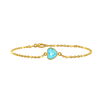 Diamond or Gemstone Heart Bezel Charm in 14K Yellow Diamond Cut Cable Bracelet