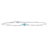 Diamond or Gemstone Round Bezel Charm in 14K White Diamond Cut Cable Bracelet