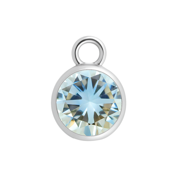 Diamond or Gemstone Bezel Drop Charm in 14K White Gold