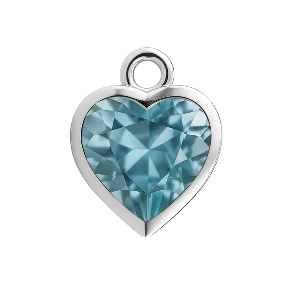 Diamond or Gemstone Heart Bezel Drop Charm in 14K White Gold