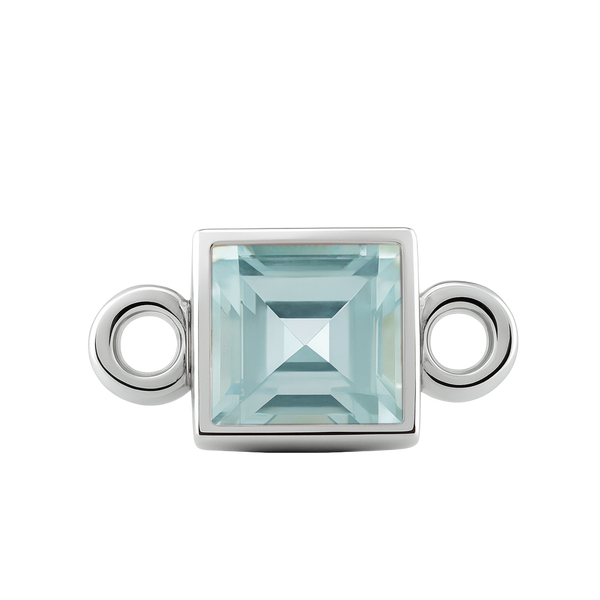 Diamond or Gemstone Square Bezel Bracelet/Necklace Charm in 14K White Gold