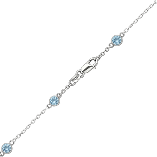 Finished Diamond by the Yard Cable Chain Bracelet in 14K White Gold with Aquamarine Stones
