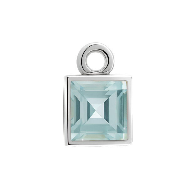Diamond or Gemstone Square Bezel Drop Charm in 14K White Gold