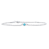 Diamond or Gemstone Round Bezel Charm in 14K White Diamond Cut Cable Bracelet