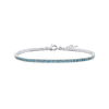 Tennis Bracelet with Aquamarine Colored CZ in Sterling Silver (2 mm - 4 mm)