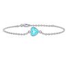 Diamond or Gemstone Heart Bezel Charm in 14K White Round Cable Bracelet