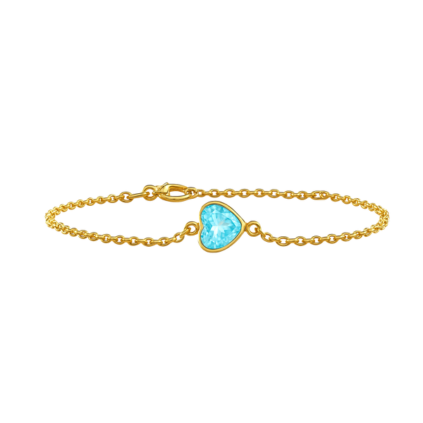 Diamond or Gemstone Heart Bezel Charm in 14K Yellow Round Cable Bracelet