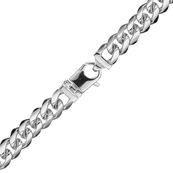 Finished Curb Necklace in Sterling Silver Rhodium Finish (15.00 mm - 20.00 mm)