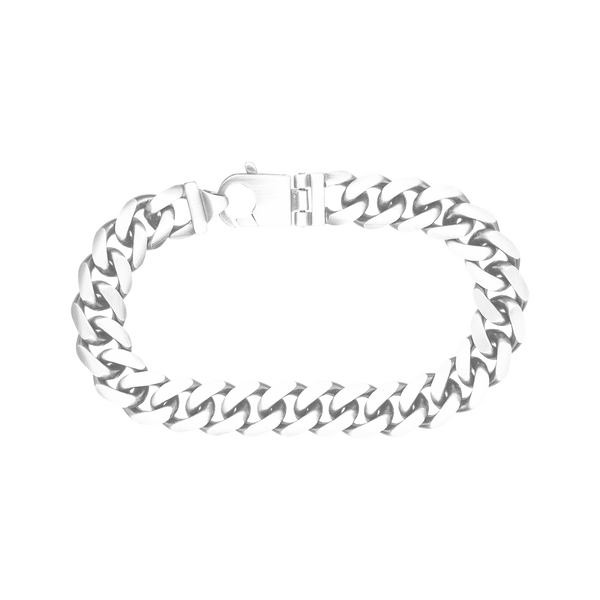 Finished Men's Cuban Curb Bracelet in Sterling Silver Rhodium Finish (7.30 mm - 20.00 mm)