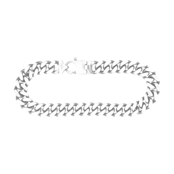 Finished Men's Cuban Curb Bracelet in Sterling Silver Rhodium Finish (7.30 mm - 20.00 mm)