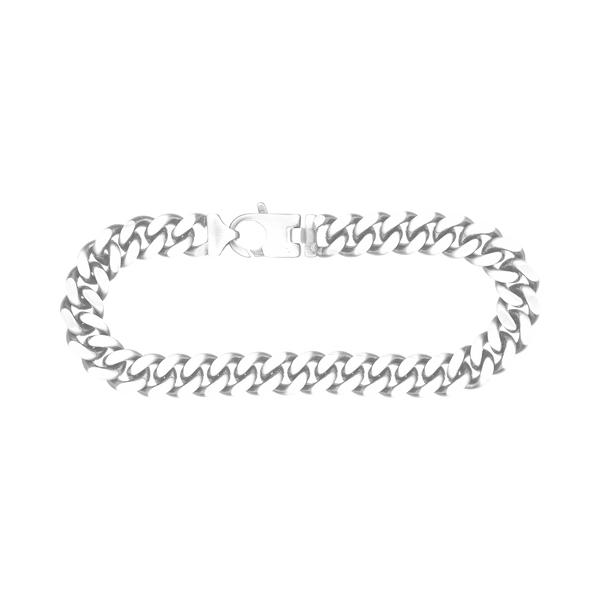 Finished Men's Cuban Curb Bracelet in Sterling Silver Rhodium Finish (7.30 mm - 20.00 mm)