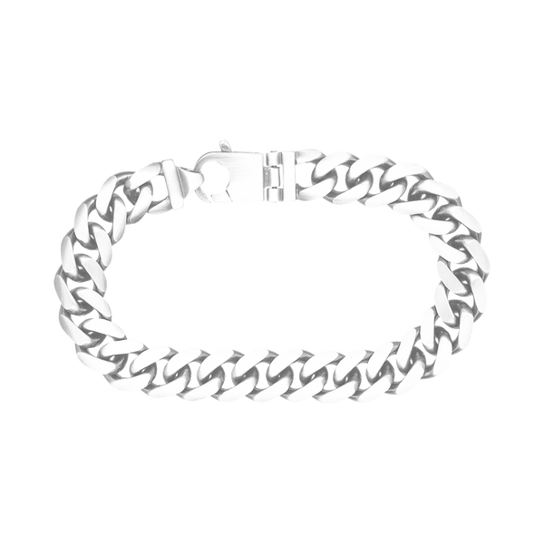 Finished Men's Cuban Curb Bracelet in Sterling Silver Rhodium Finish (7.30 mm - 20.00 mm)