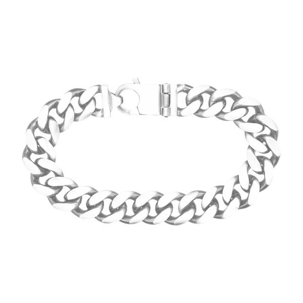 Finished Men's Cuban Curb Bracelet in Sterling Silver Rhodium Finish (7.30 mm - 20.00 mm)