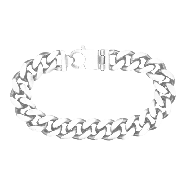 Finished Men's Cuban Curb Bracelet in Sterling Silver Rhodium Finish (7.30 mm - 20.00 mm)