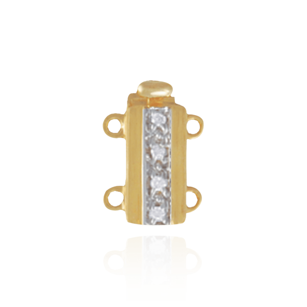 Gold Bayonet Pearl Clasps with Diamonds (12 mm - 18 mm)
