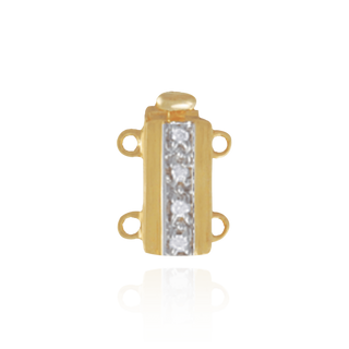 Gold Bayonet Pearl Clasps with Diamonds (12 mm - 18 mm)