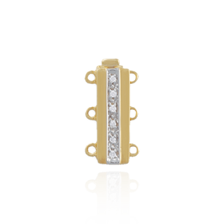 Gold Bayonet Pearl Clasps with Diamonds (12 mm - 18 mm)