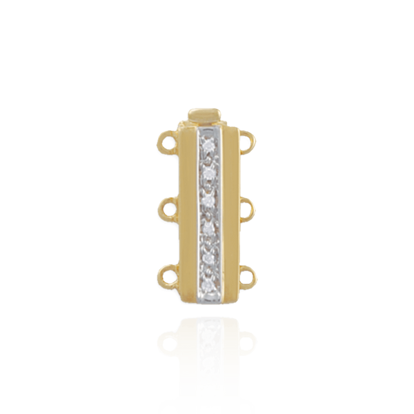 Gold Bayonet Pearl Clasps with Diamonds (12 mm - 18 mm)
