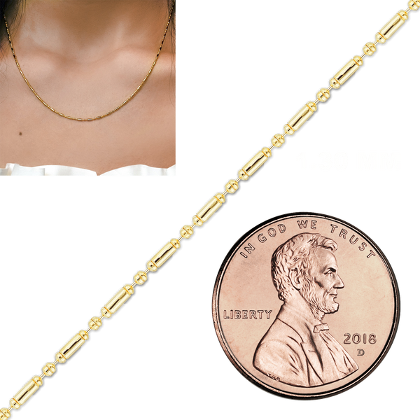 Bulk / Spooled Alternating Bead Chain in 14K Yellow Gold (1.30 mm)