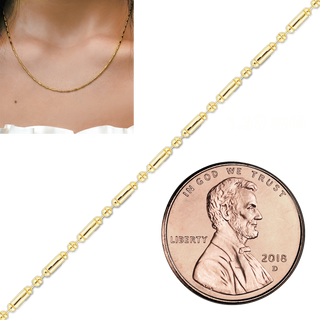 Bulk / Spooled Alternating Bead Chain in 14K Yellow Gold (1.30 mm)