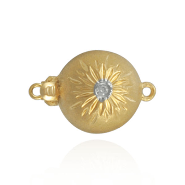 Bead Pearl Clasps with Diamonds in Center (11.5 mm)