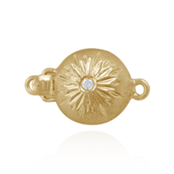 Bead Pearl Clasps with Diamonds in Center (11.5 mm)