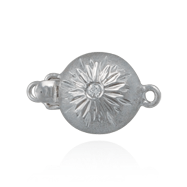 Bead Pearl Clasps with Diamonds in Center (11.5 mm)