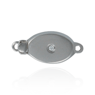 Oval Bead Pearl Clasps with Diamonds in Center (15.5 mm)