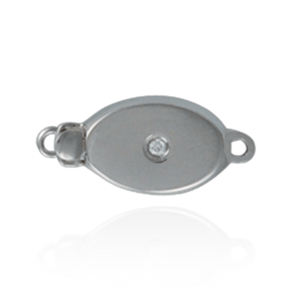 Oval Bead Pearl Clasps with Diamonds in Center (15.5 mm)