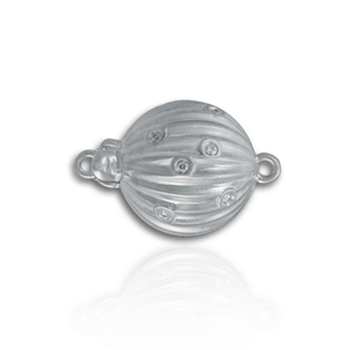 Corrugated Bead Pearl Clasps with Diamonds (12 mm)