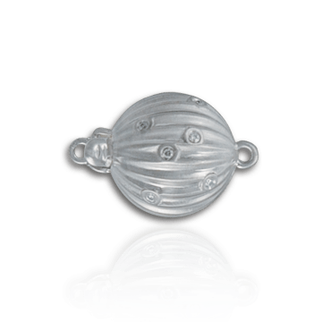 Corrugated Bead Pearl Clasps with Diamonds (12 mm)